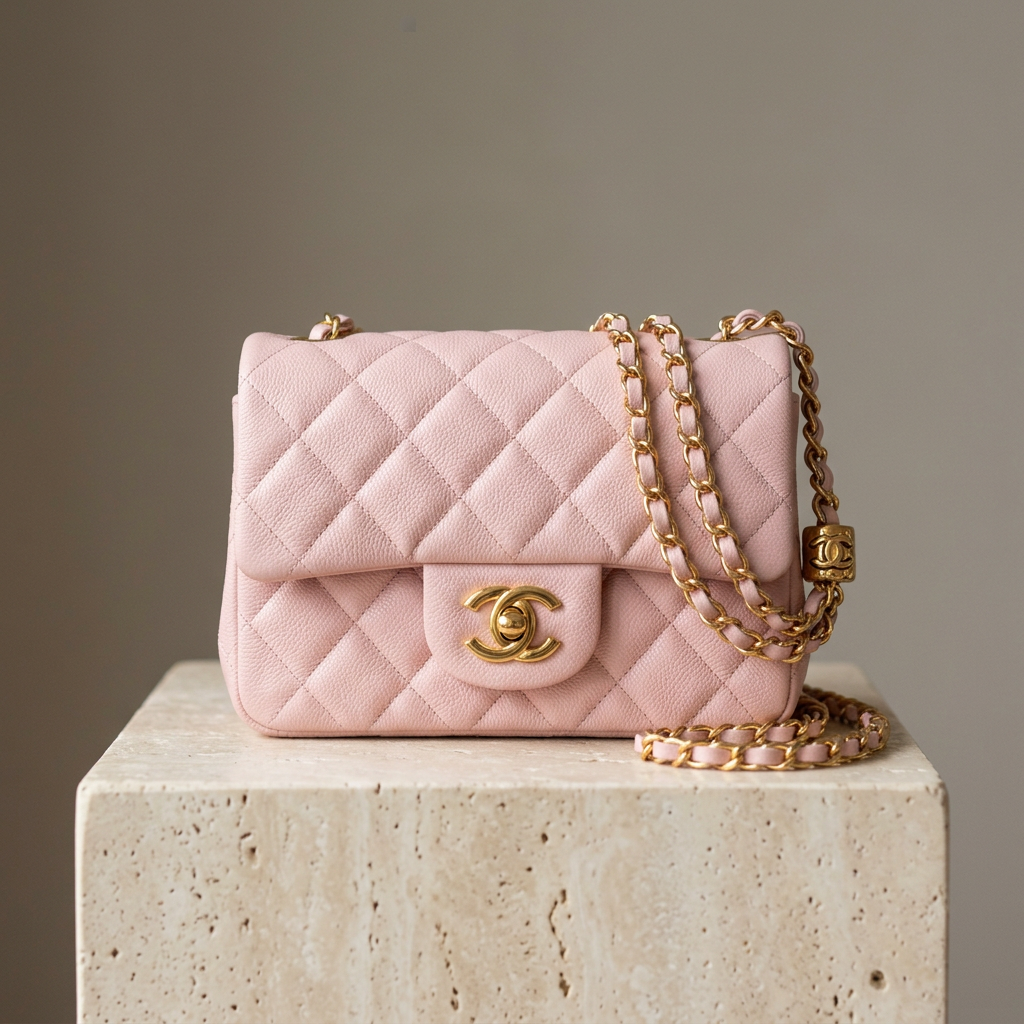 Chanel Mini Rectangular Classic Flap, Pink Caviar, Gold Hardware
