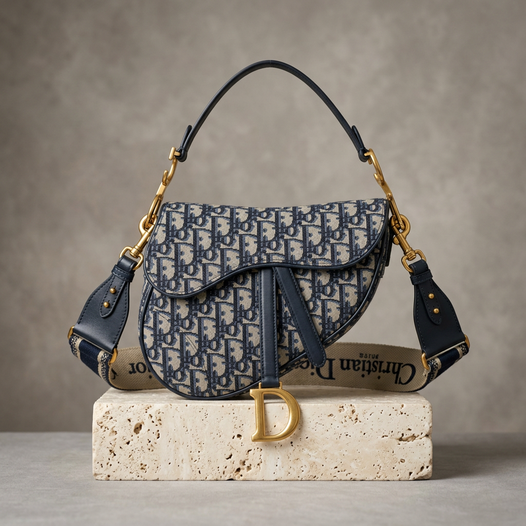 Dior Saddle Bag, Blue Oblique Jacquard
