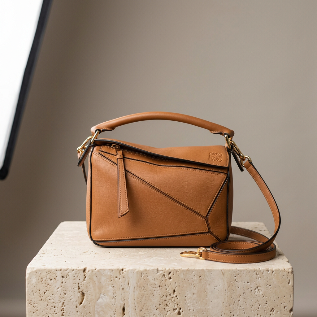 Loewe Puzzle Mini, Tan Calfskin