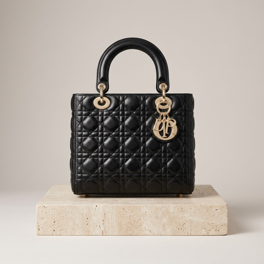 Dior Lady Dior Medium, Black Cannage Lambskin